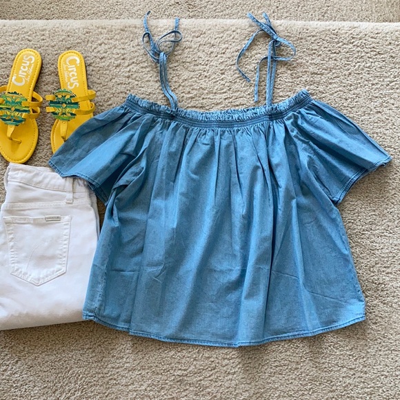 Chambray Off The Shoulder Top - Picture 3 of 6